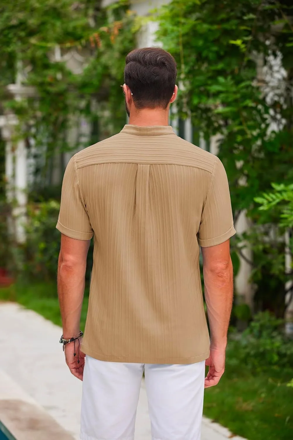 2026 Summer New Men's quick-drying Shirts Striped Jacquard Shirt Breathable Casual Comfortable Stylish Casual Short-Sleeved Top