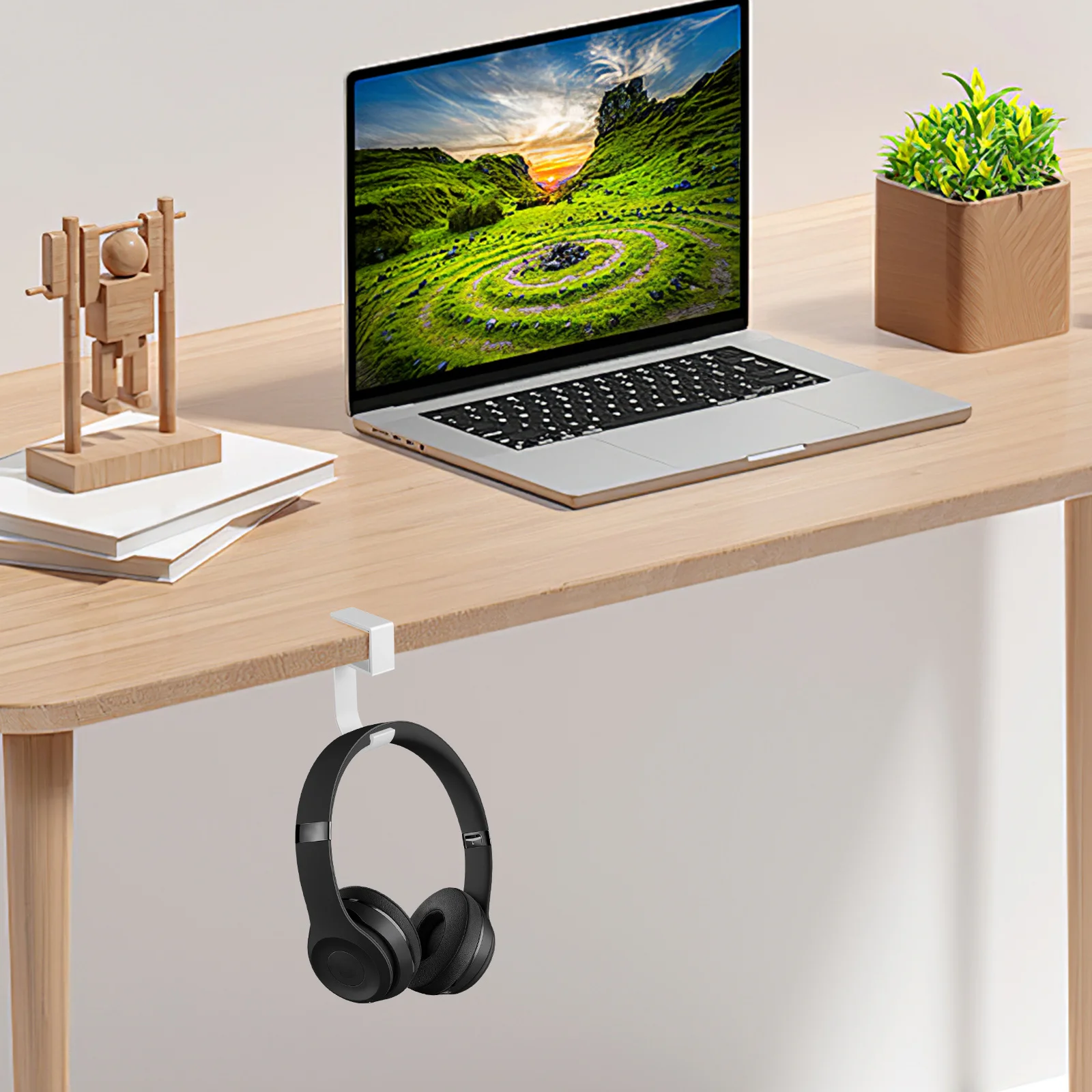 

4Pcs Desk Purse Hooks No Drill Under Table Handbag Holder Organizer Metal Hanging Hook for Office Home Purse Hook for Table