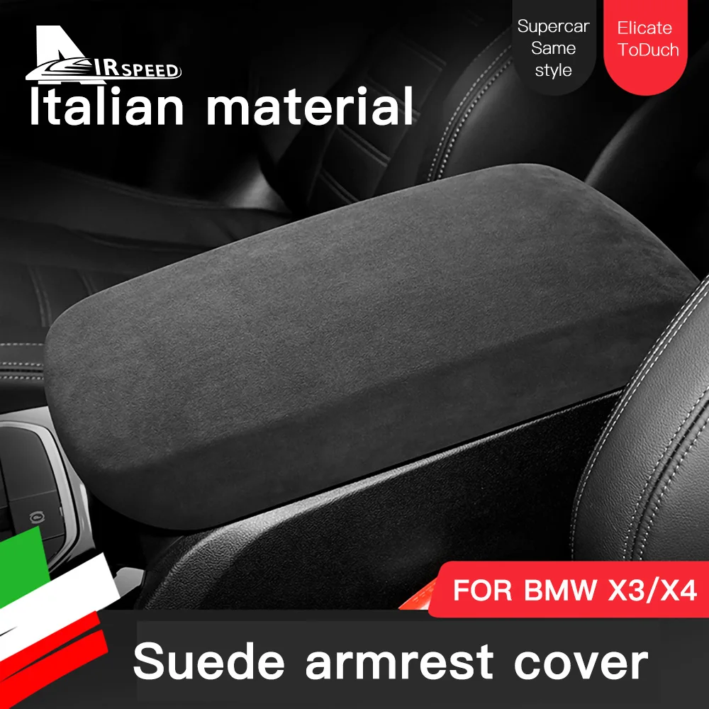 for BMW X3 X4 G01 G02 2018 2019 2020 2021 2022 Armrest Box Cover Flannel Car Center Console Trim Accessories Italy Super Suede