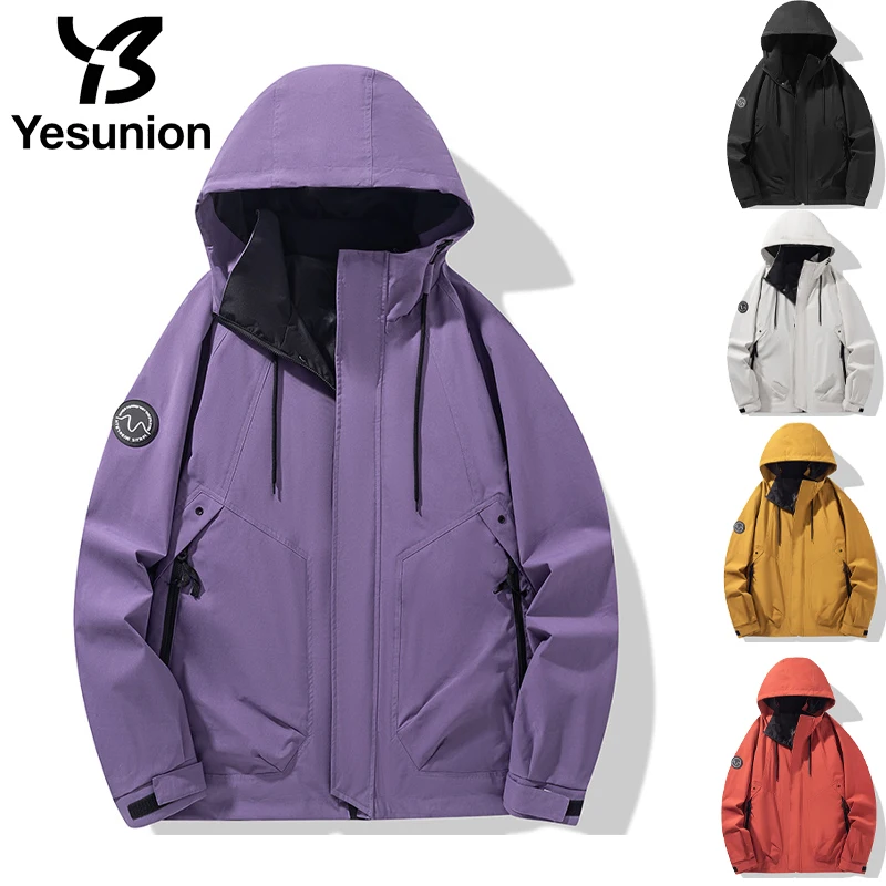 

YESUNION унисекс осенняя водонепроницаемая куртка для пешего туризма и скалолазания, уличная повседневная водонепроницаемая ветровка, пальто, куртки для кемпинга и рыбалки