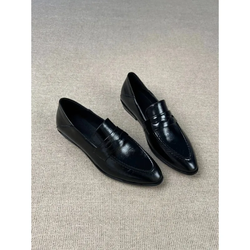 Small square toe temperament one-foot slip-on loafers women's fashion simple shallow single shoes