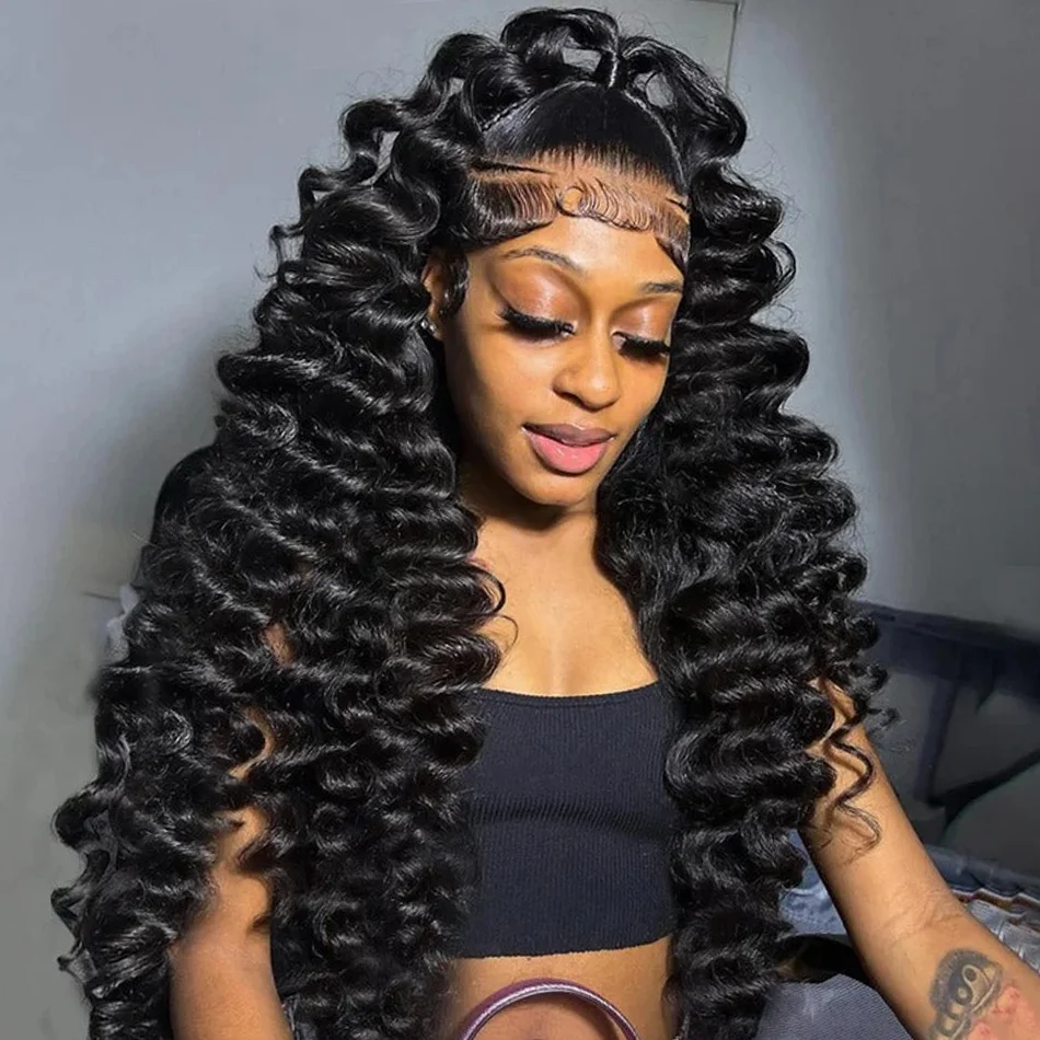 Loose Deep Wave 13x6 HD Transparent Lace Frontal Human Hair Wig Pre Plucked Remy Curly Wigs 13x4 Human Hair Lace Front Wig