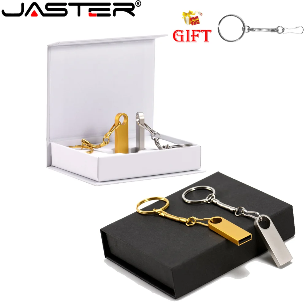 

Free Custom Logo Memory Stick 128GB Paper Box USB Flash Drive 64GB 32GB Free Chain Pen Drive 16GB Gold USB Stick 8GB Pendrive 4G