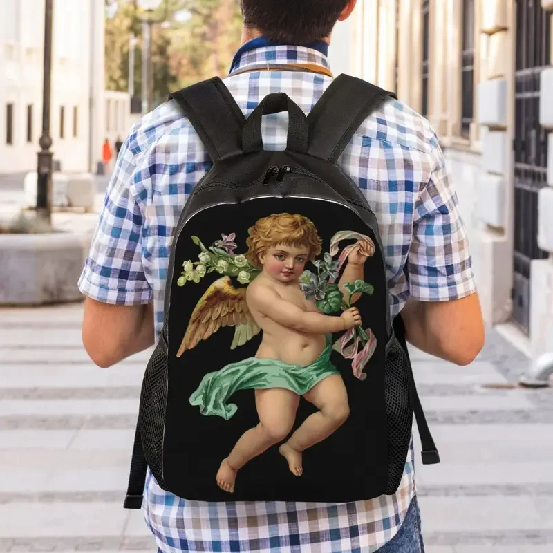 Mochila de ángeles renacentistas personalizada para hombres y mujeres, impermeable, Escuela Universitaria, bolso de alas de querubín Vintage, bolsa de libros impresa