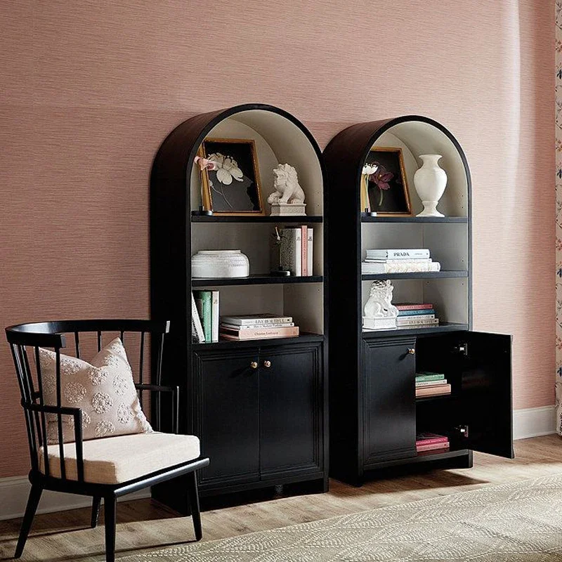 

yj21 Vintage Solid Wood French Arch Storage Rack Living Room Home Floor Wall Display Cabinet