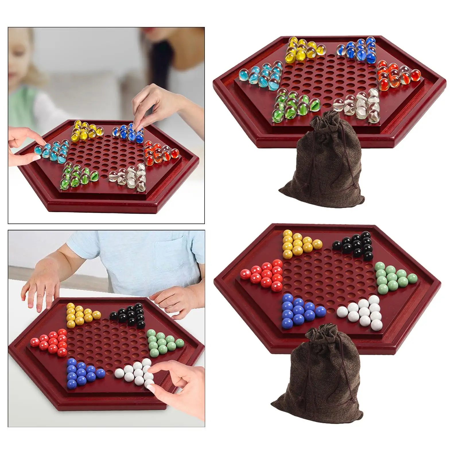 Wooden Chinese Checkers Handmade for Kids Adults 13.78" Christmas Present Fun Game Toy Classic Strategy Game Family Board Games