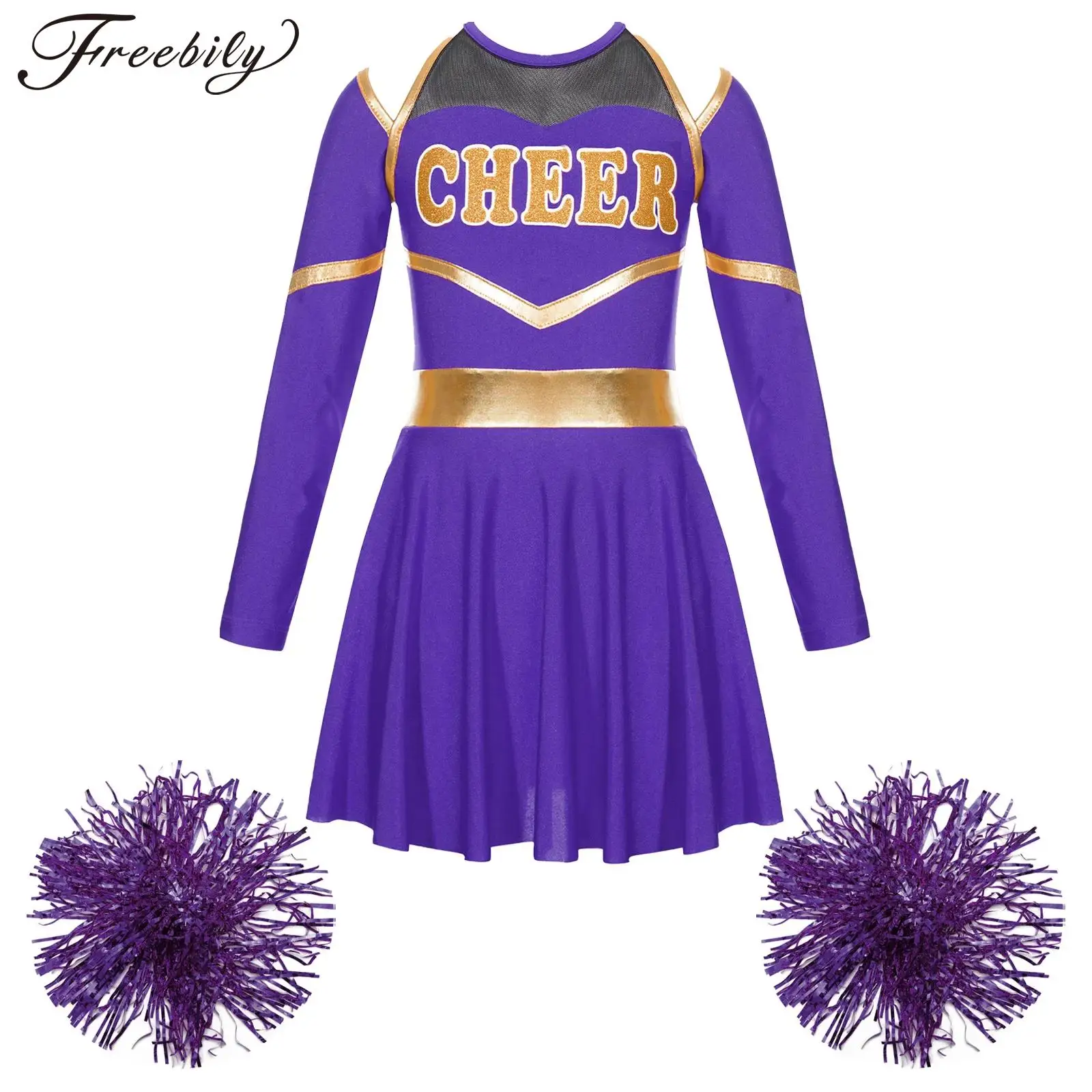 Children Cheerleader Uniforms School Girls Cosplay Costume Cheerleading Dance Outfits Kids Cheer Dancing Performance Dancewear