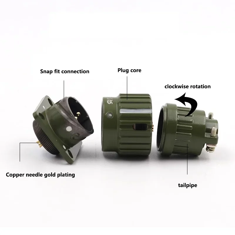 Y21M Series Fast Buckle Aviation Fixed Type Industrie Connector Plug Socket Male Female  2/3/4/5/7/10/14/16 Pin Army Green