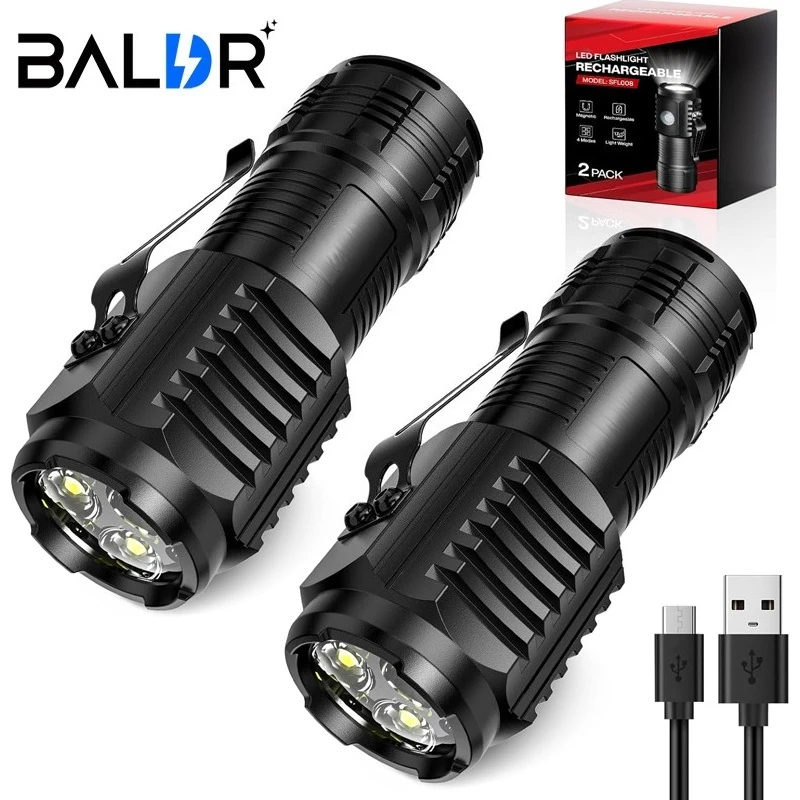 Mini 3 LED Flashlight With Pen Clip，Night Walking, Portable Brightness,Rechargeable Waterproof Emergency Spotlight Outdoor Torch