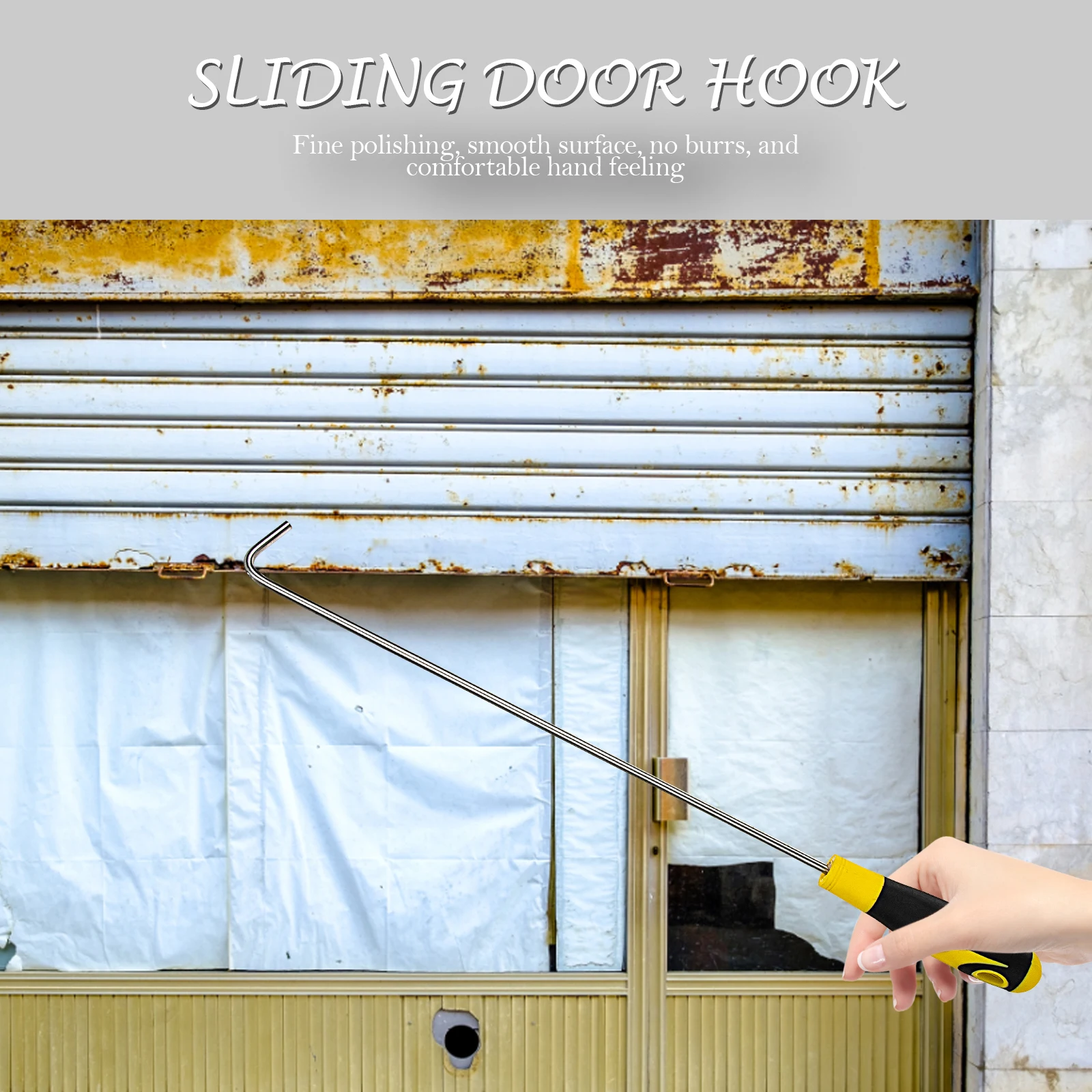 

Sliding Door Lifter Hook Heavy Duty Manhole Cover Tool with Durable Rubber Handle for Easy Installation