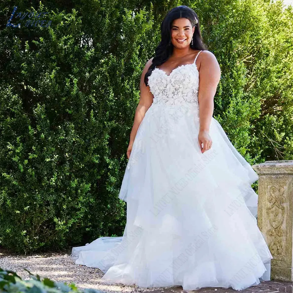 LAYOUT NICEB spaghetti Strap Plus Size abito da sposa Backless senza maniche abiti da sposa a-line Tulle vestido de novia Custom MadeNICEB-vestido de novia sin mangas con Espalda descubierta, traje de novia de talla gr