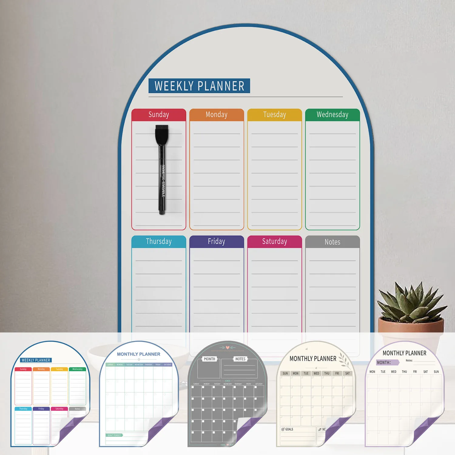 30x40cm Self‑Stick Weekly Schedule Whiteboard Sticker, Wipe‑Off Foam Sheet For Glass Wood Office Organizing