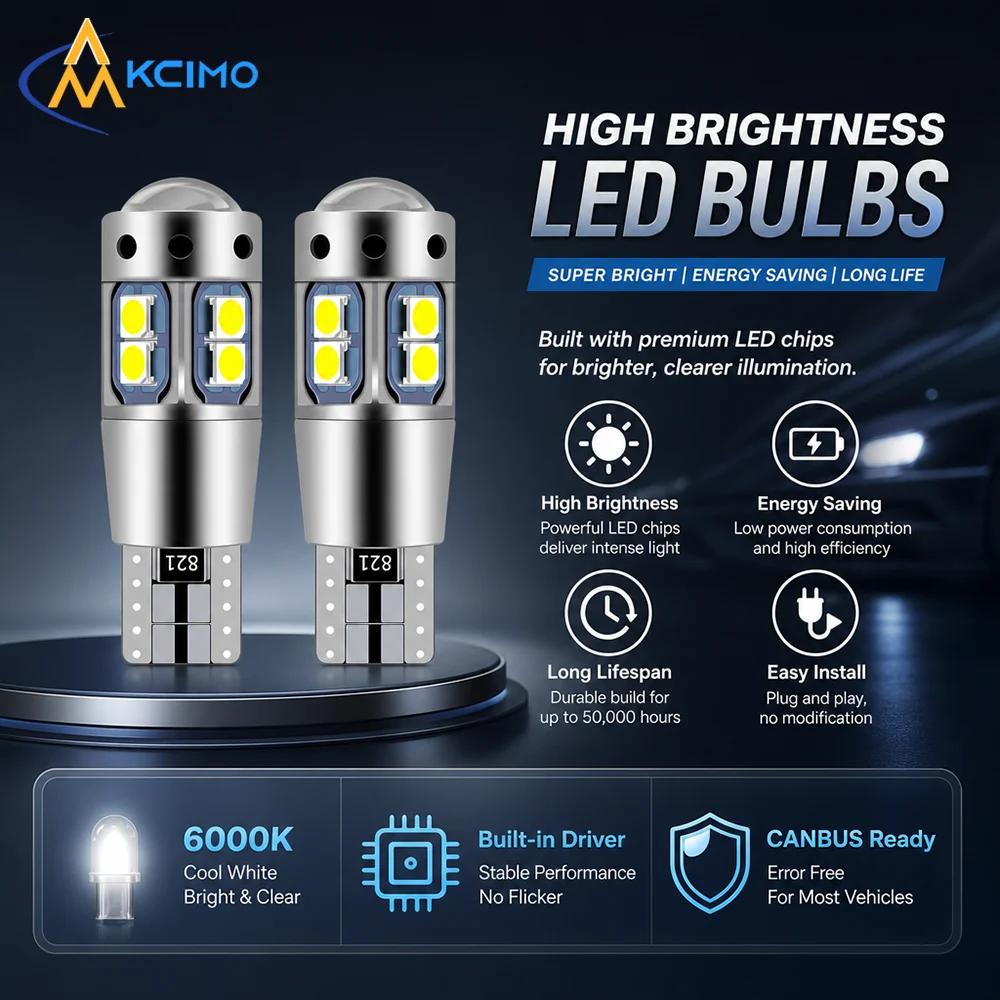 2Pcs 3030 SMD LED Auto Light Bulbs, 12V CANBUS No-Flicker Lamps, Interior & Exterior Vehicle Marker & Plate Lights