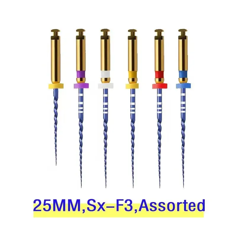 Denspay 25mm Sx-F3 Lime per radici del canale attivate termicamente dentale Trattamento File rotante Strumenti per dentisti Lime endodontiche