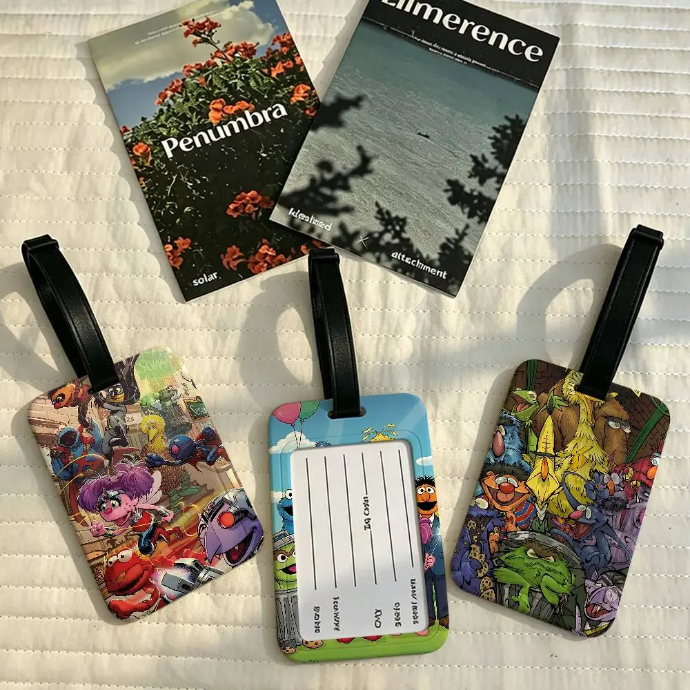 S-Sesame Street Anti lost PVC Suitcase Tag With Info Card Lightweight Baggage Identifier For Daily Trip