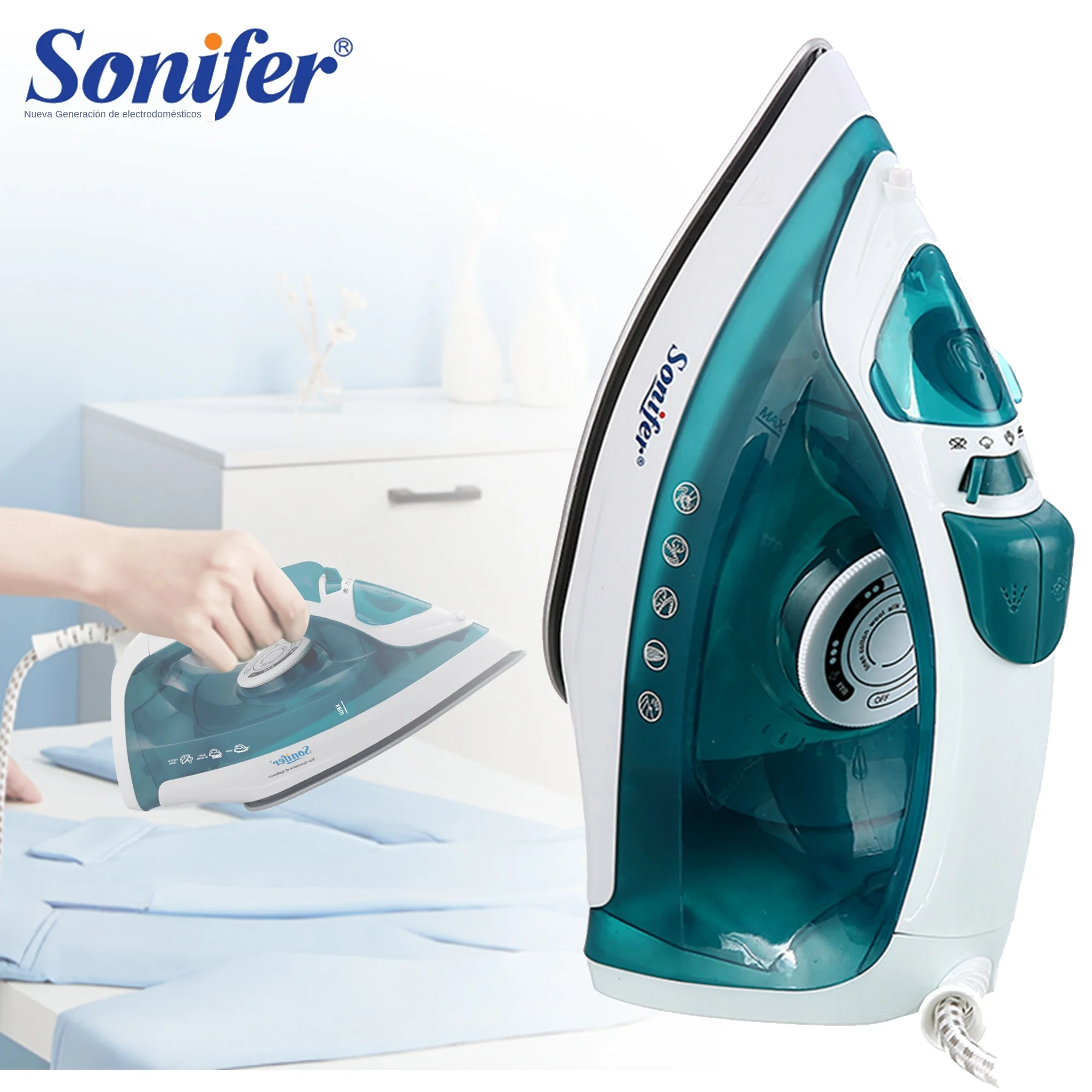 Plancha eléctrica portátil, Mini vaporizador de ropa, plancha de vapor para ropa, plancha con suela de cerámica ajustable para planchar Sonifer