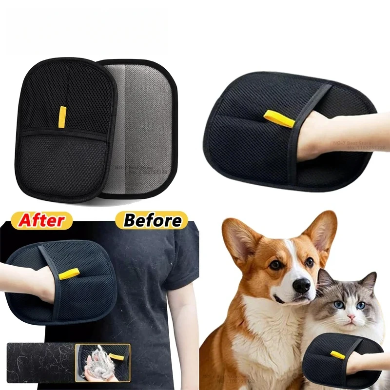 

Double-Sided Pet Grooming Gloves Reusable Pets Hair Removal Tool Static-Free hair Removal for cat dog animal hair glove