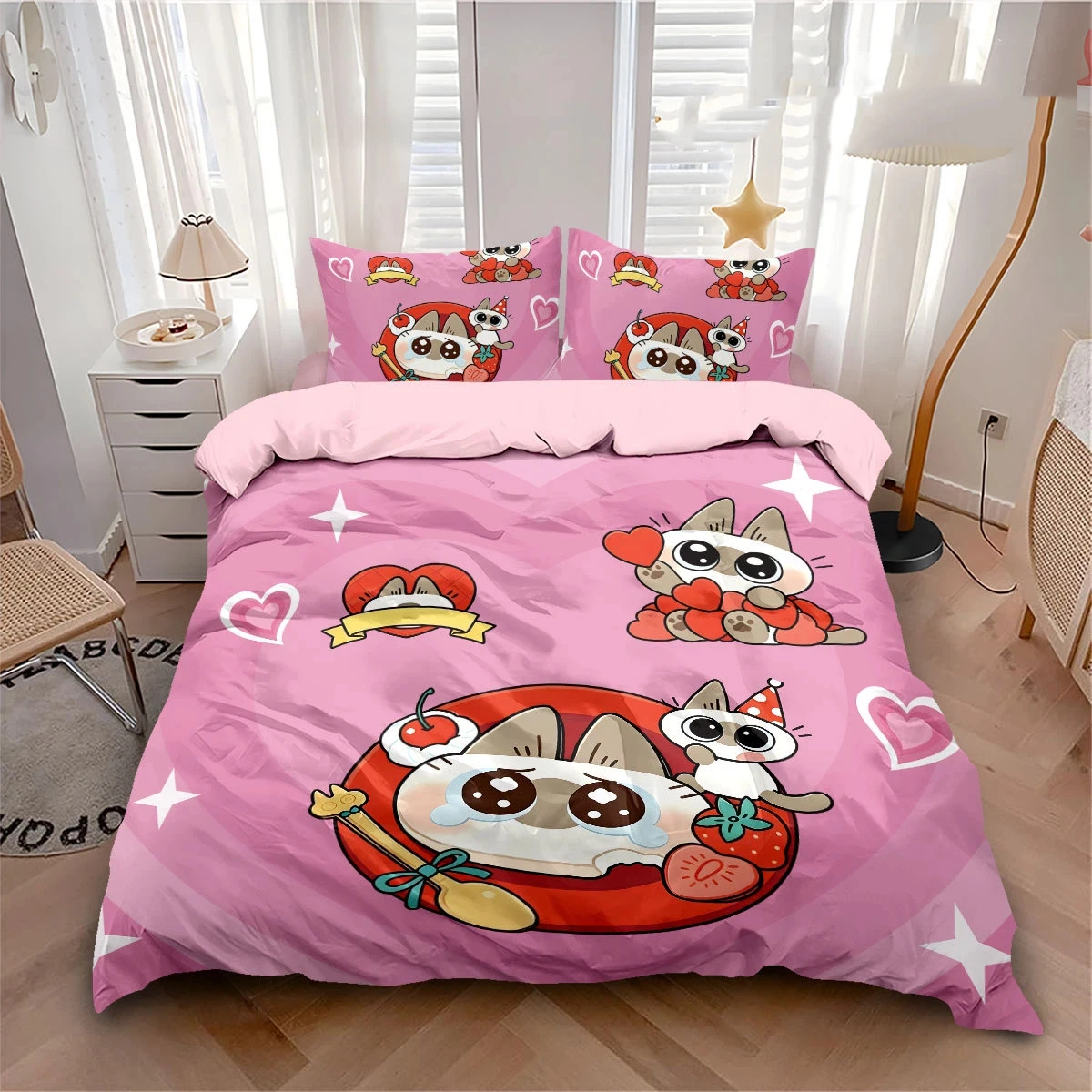 Siamese cat Duvet Cover Pillowcase Siamese cat pattern Bedding Set Adult Bedroom Decoration Single Double Large Size view 5