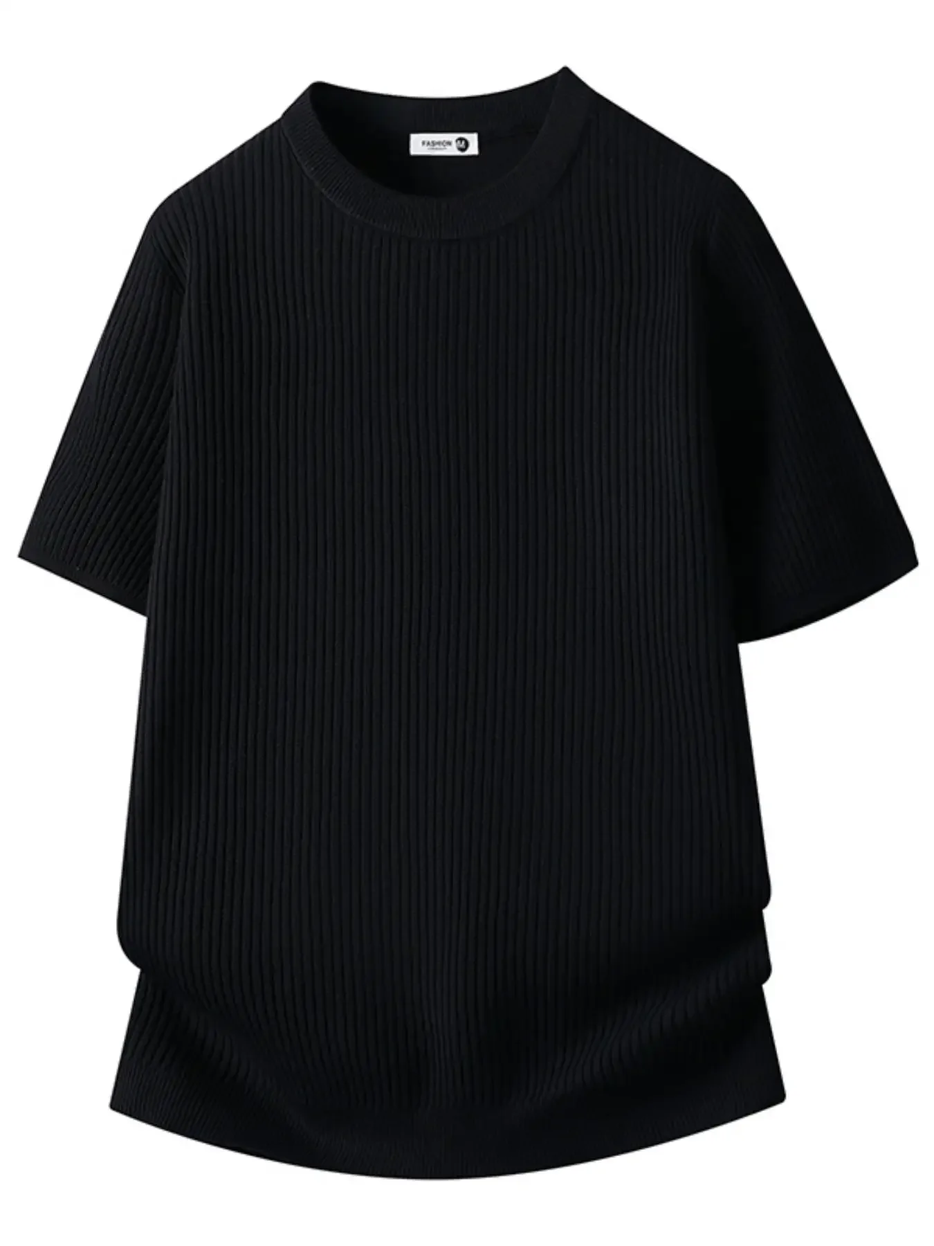 Men's Summer Solid Minimalist Knit Top, Crew Neck Comfortable Casual Short Sleeve T-Shirt, All-Match Urban Knit Sweater