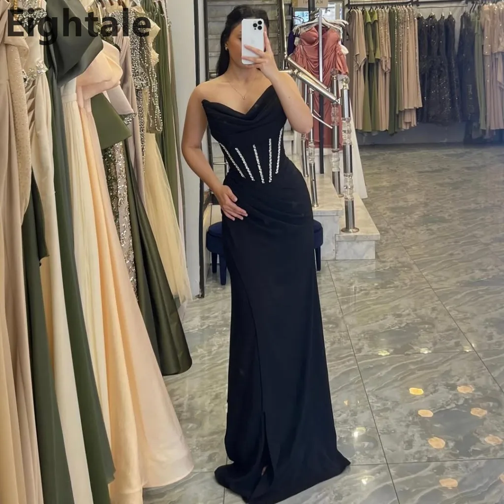 

Eightale 2025 Black Mermaid Sweetheart Maxi Beaded Evening Dress Saudi Wedding Prom Dress Dubai Party Gown Customized