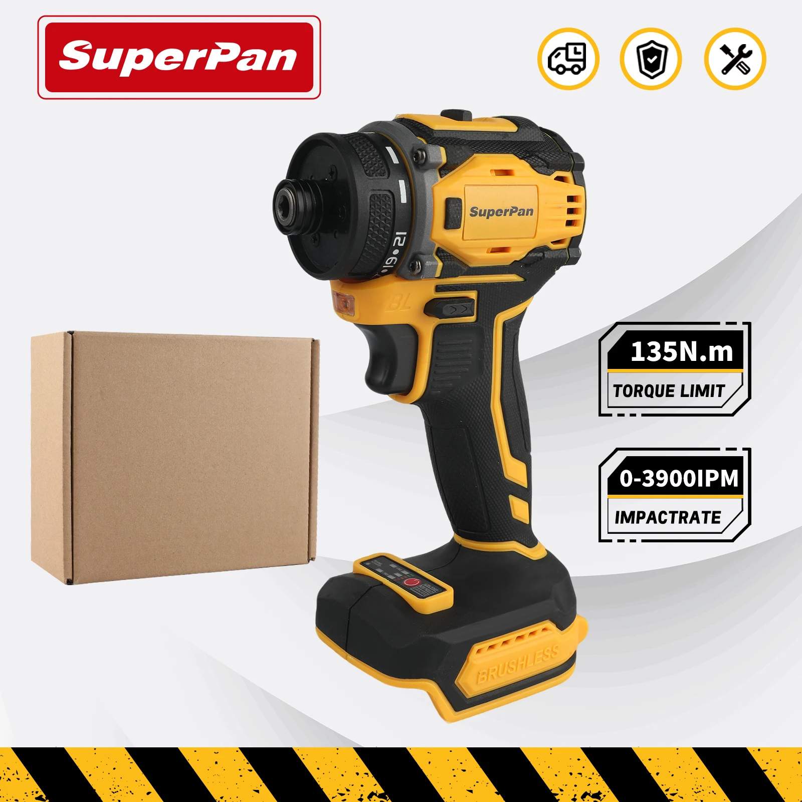 

Бесщеточный ударный шуруповерт SuperPan 20В, электрическая отвертка для дома и мастерской, совместим с аккумуляторами Dewalt/Makita/Milwaukee, только инструмент