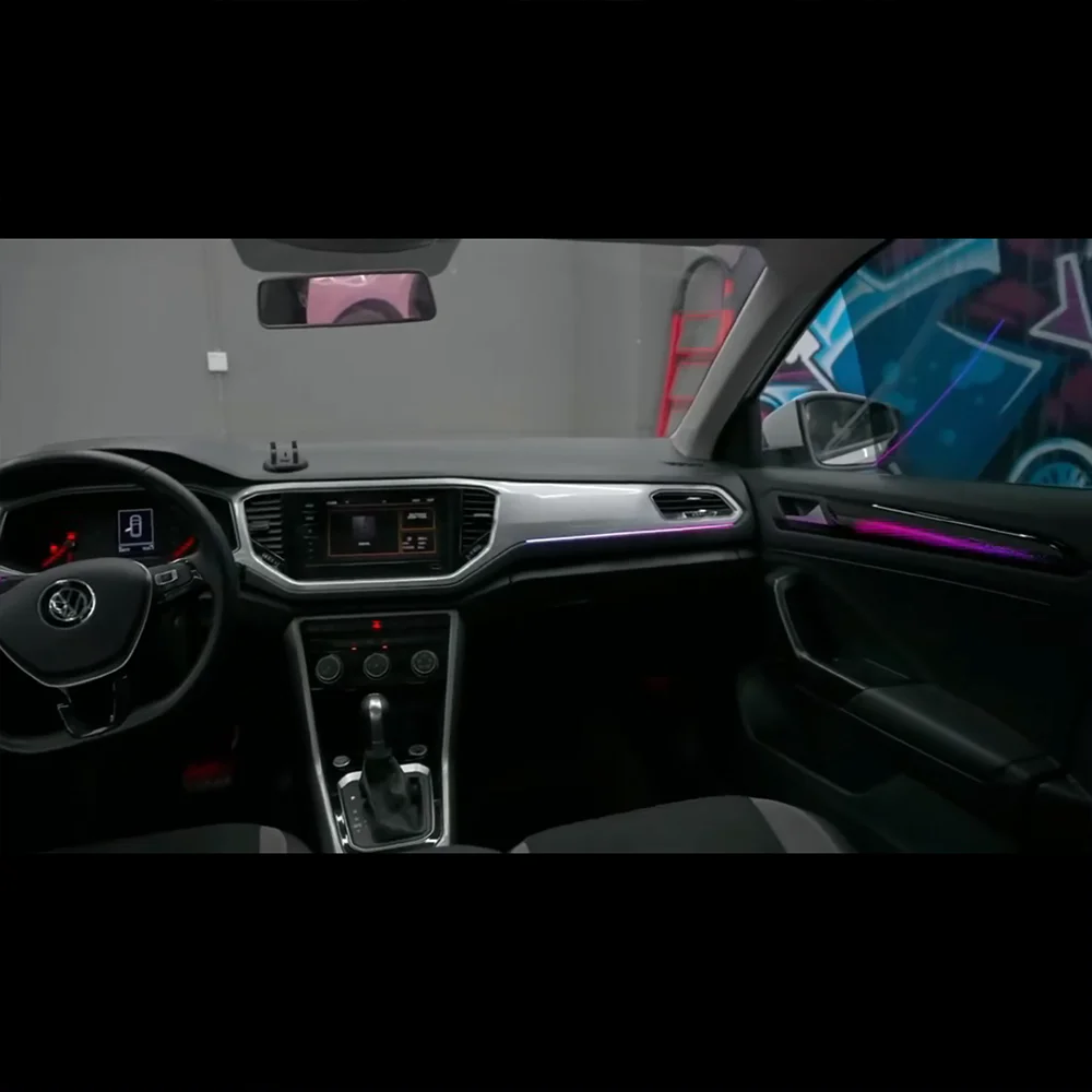 For VW Volkswagen T-ROC 2018-2022 Car Lnterior Upgra de And Modify LED Dynamic Magic Color OEM Size Cube style  Ambient Lamp