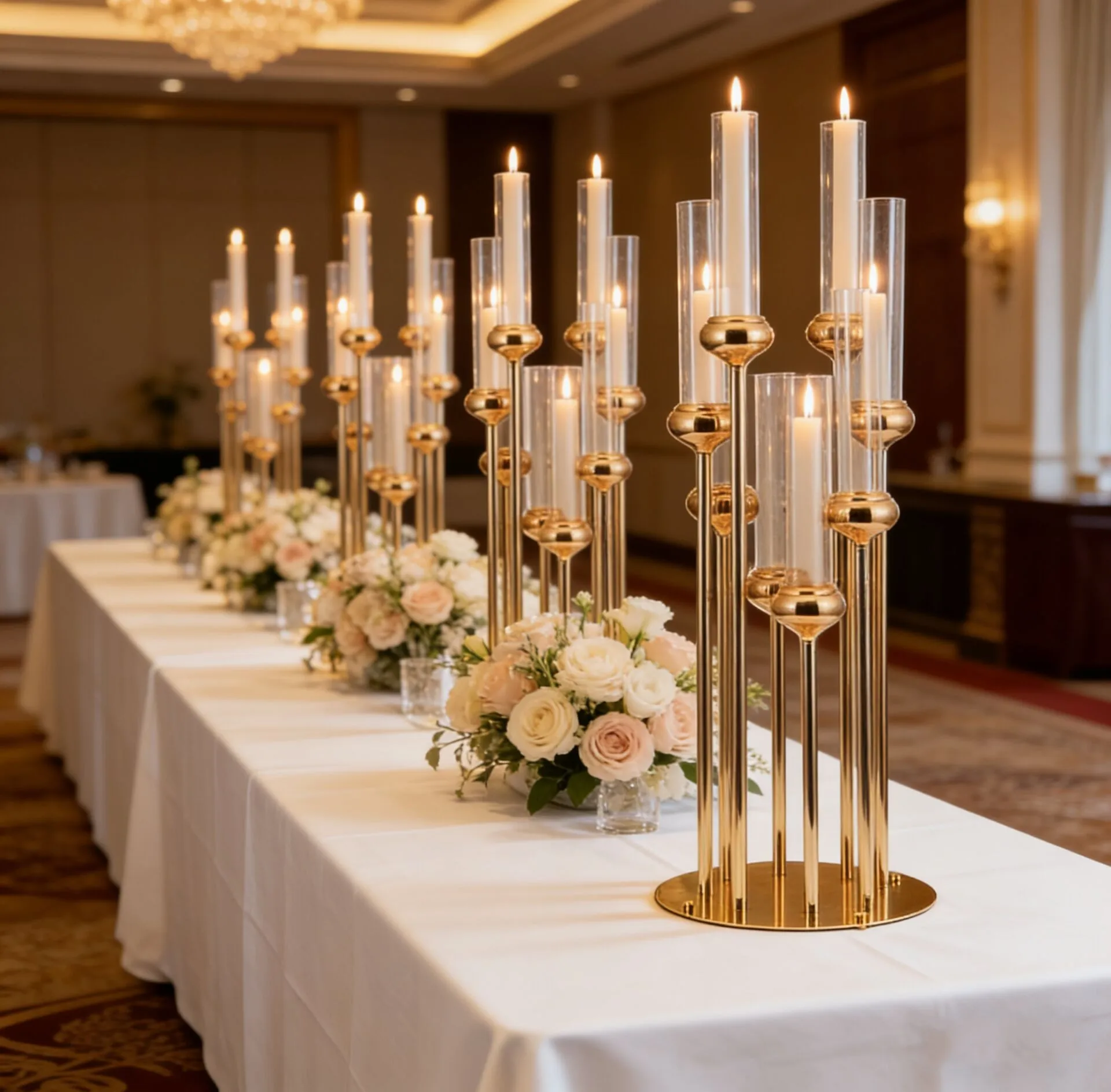 

2Pcs,5 Pcs,10Pcs Metal Candlesticks for Home Decoration, 8 Arms Candle Holders, 91 cm Height, Luxury Wedding Table Centerpiece,