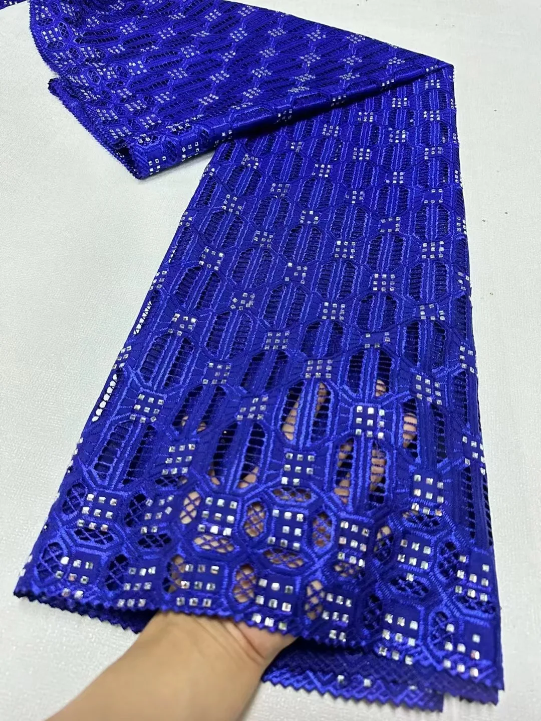 

Royal Blue Stones Lace Lace Fabric 5 Yards 2024 High Quality African Nigeria Lace Lace Fabric for Diy Dress Sewing