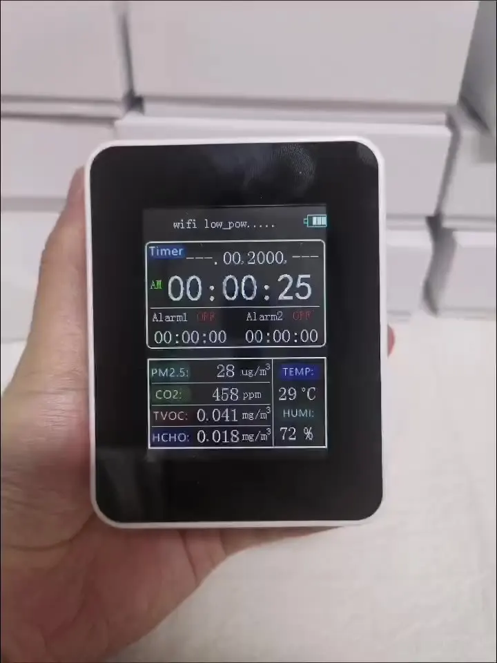 7 In1 Multifunctional air Quality Detector PM2.5 Odor VOC Formaldehyde Alarm Clock Calendar WIFI