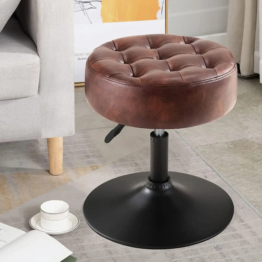 

makeup vanity chair bedroom furniture stool chair16 ButtonTufted Vanity Stool For Makeup Room MidCentury Faux Leather Round Otto