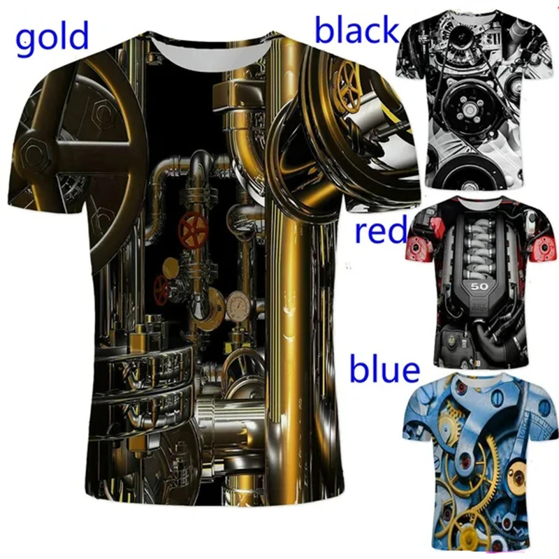 

Newest Fashion Menwomen Motor Heavy Metal Mechanical Engine Art Funny 3D Printed Casual T Shirts Hip Hop Short Sleeve Tops Tees