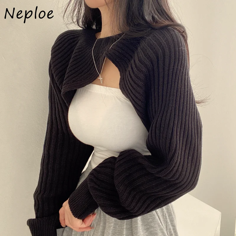 Neploe Jersey Mujer Vintage Sweater O Neck Solid Color Long Sleeve Irregular Pull Femme Knitted Pullover Women Clothing Jumpers