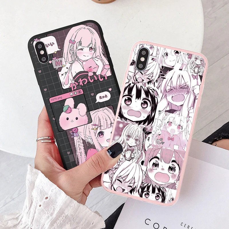 Funda bonita Kawaii japonesa Harajuku para iPhone SE 2020 10 X XR XS MAX 13 12 Mini 11 Pro Max 8 7 6 6S Plus, funda de silicona mate