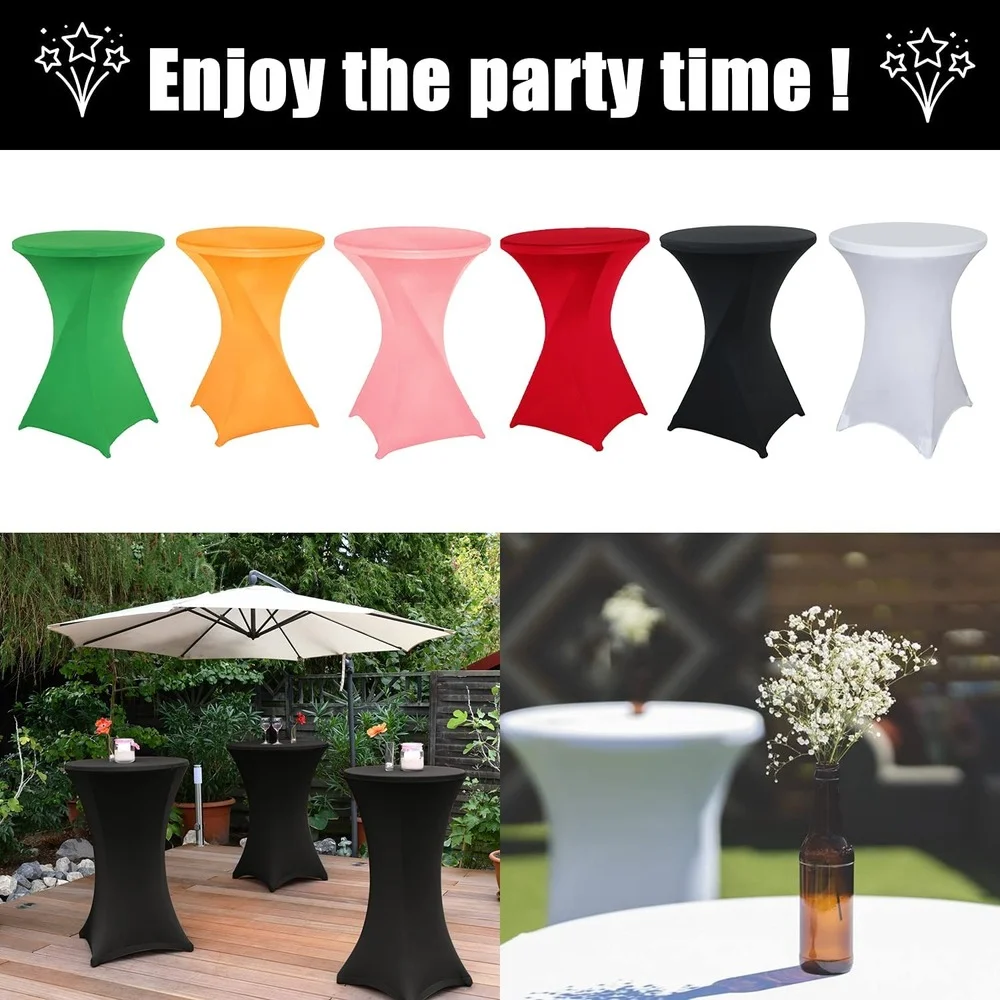 4Pack Cocktail Table Covers Spandex Stretch Square Corners Fitted Tables Cloths Tablecloths for Parties Birthday Vendors Events