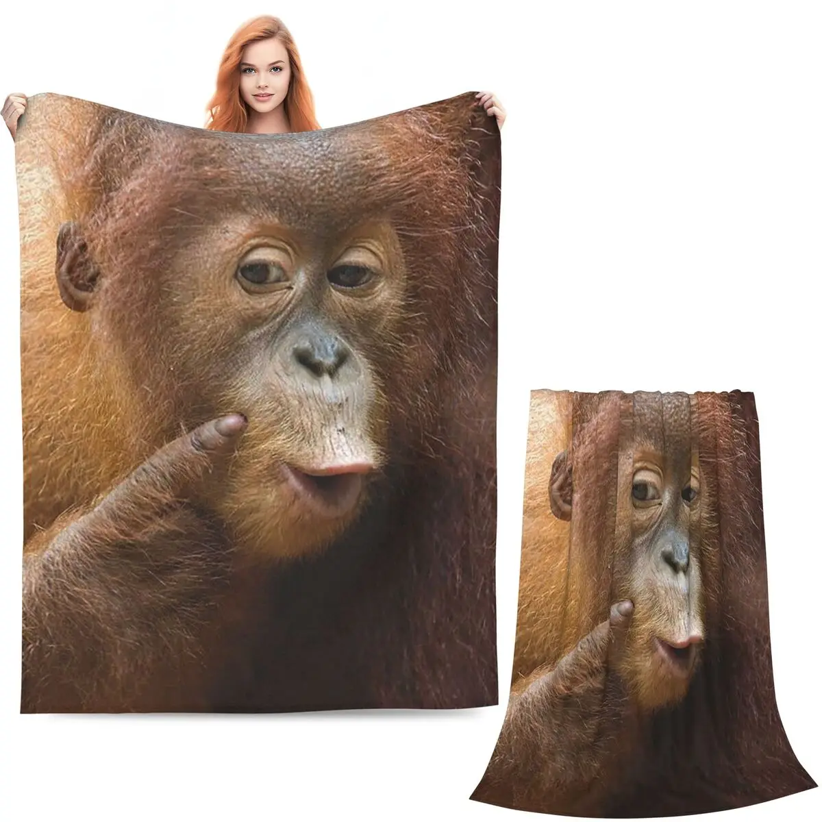 Gorilla Face Print Blankets Soft Warm Flannel Throw Blanket Cover for Bed Living room Picnic Travel Home Sofa