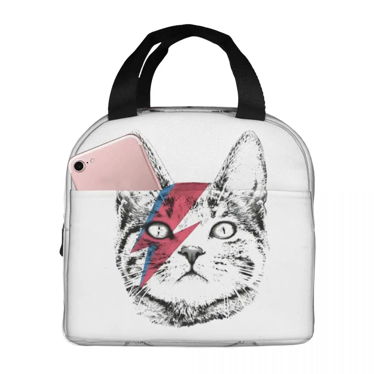 Lightning Cat Insulated Lunch Bags Thermal Bag Lunch Container Davids Bowies High Capacity Lunch Box Tote Men Women Travel