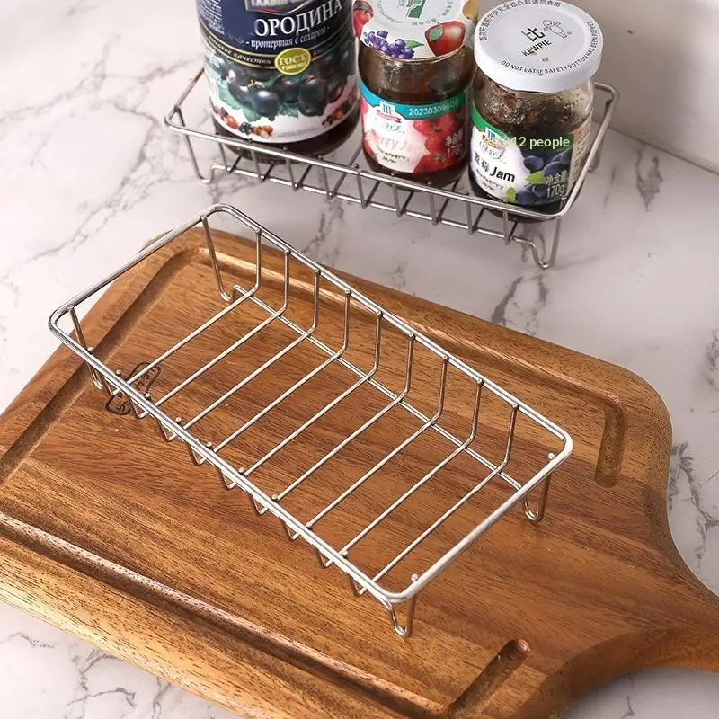 Stainless Steel Wall Storage Rack Waterproof Kitchen Spice Tray Bathroom Organizer Shelf