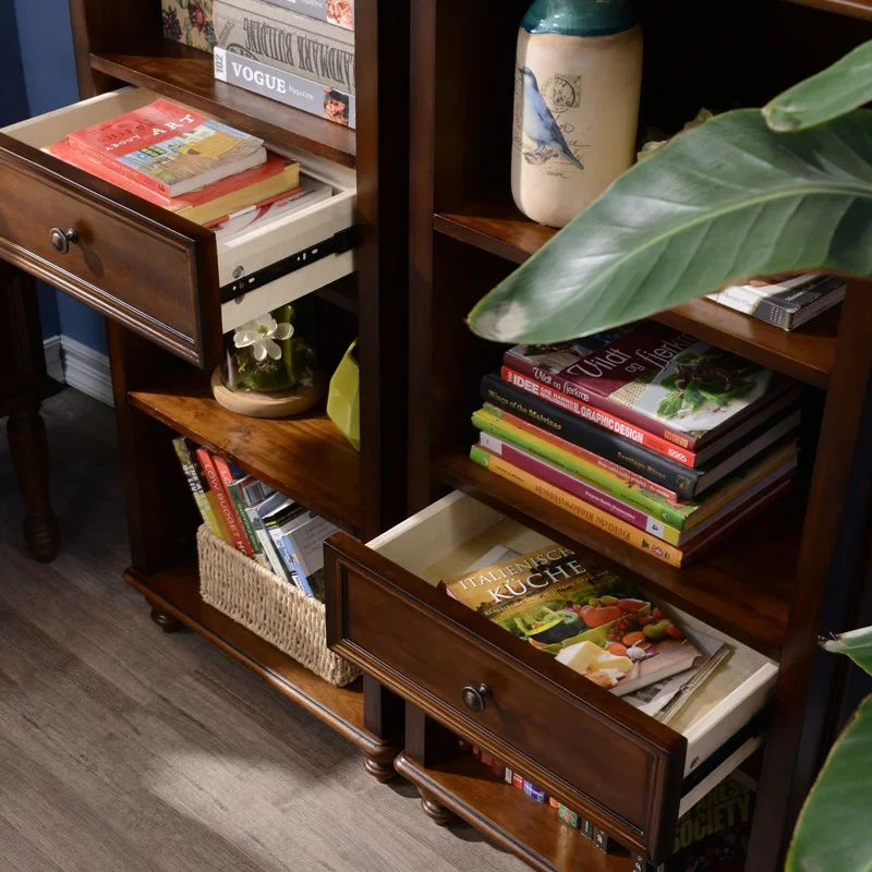 

1Cabinet American Country Solid Wood Bookshelf with Drawer Combined Bookcase Storage Cabinet Environmental Protection