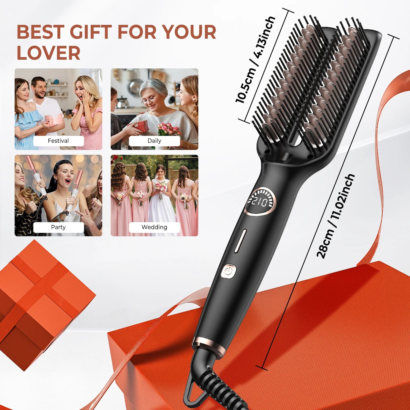 Electric Hair Straightener Brush Professional Fashion Fast Heating Ceramic Hair Straightener Comb Hair Tool Easy to Use