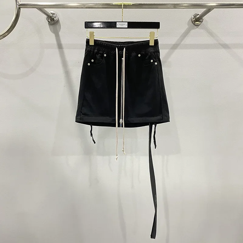 Pop SUBHUMAN Women's Mini Dress Black Street Trendy Artistic Cotton Skirt Solid Color Denim Mini Dress For Fashion Lovers