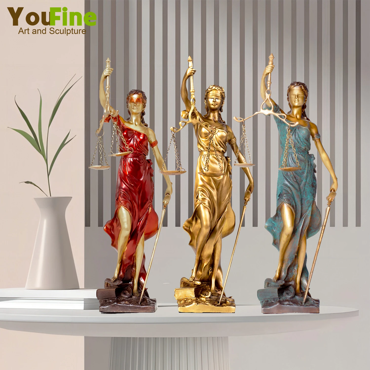 Bronze Lady Justice Statue Mythology Themis Greek Goddess Of Justice Sculpture lawyer's Desktop Ornaments Home Decor Crafts Gift