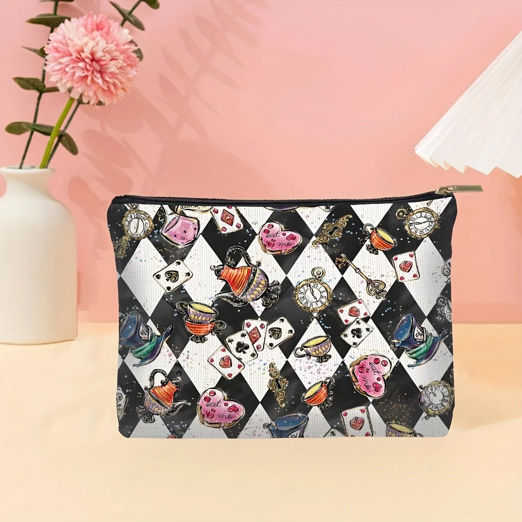 1 حقيبة مستحضرات التجميل ديزني أليس، حقيبة تخزين المجوهرات، حقيبة تخزين مثالية للسفر بسحاب - هدية عيد ميلاد ممتعة #1