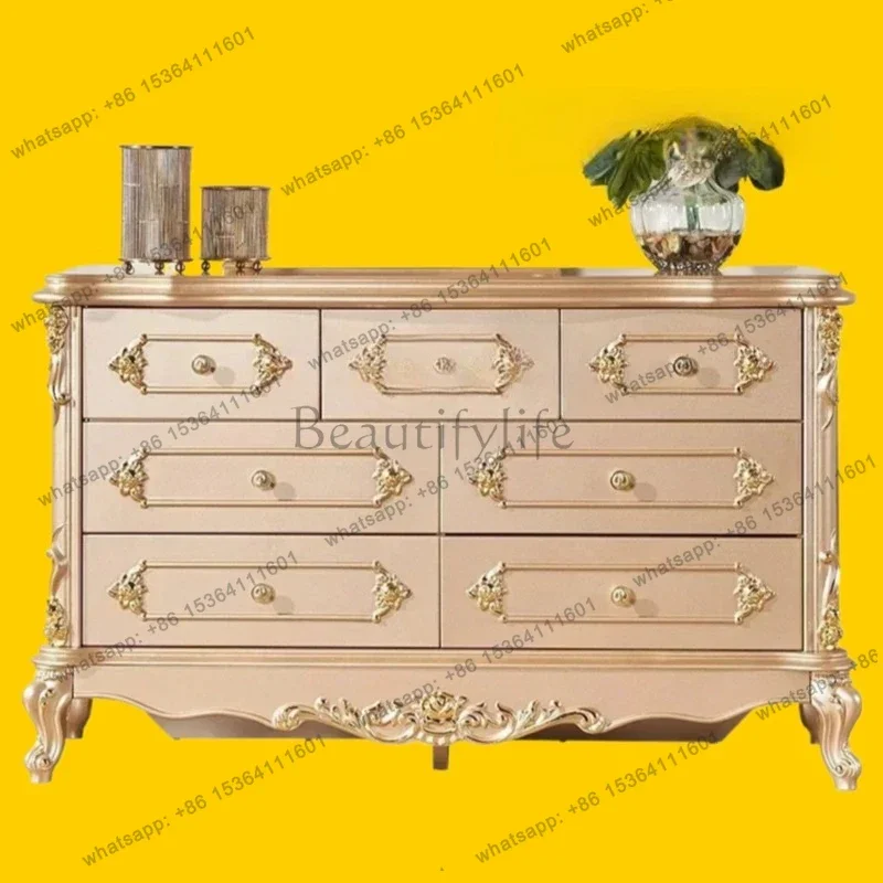 

D25European-Style Storage Cabinet Bedroom Luxury Champagne Gold Locker Living Room Light Luxury