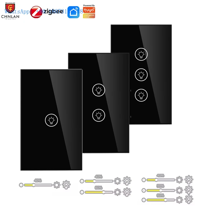 Tuya Zigbee Dimmer Controller Home Remote Control And Voice Control US/AU Standard 1/2/3 Gang Led Touch Dimmer Switch