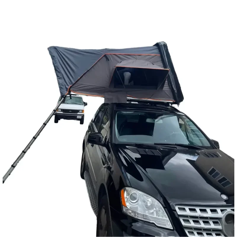 Four-Season Offroad Roof Top Tent with Canvas Hard Shell Side Opening Rip-Stop Waterproof Fabric One Bedroom Double Layers
