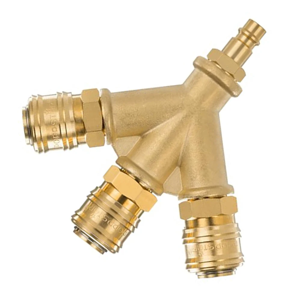 3 Way Air Distributor For Tools 1 4BSP 1 4BSP Connector -20 To 250 C Temperature Euro Standard DN 7.2 Couplings