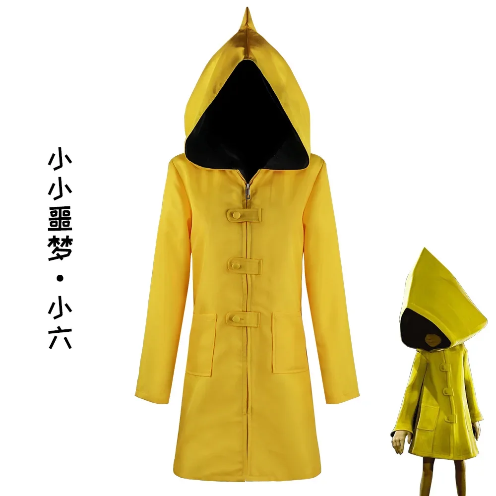 Bestseller Little Nightmares Cosplay-Kostüm, Gelber Regenmantel Six Outfit Horror-Spiel Halloween-Verkleidung