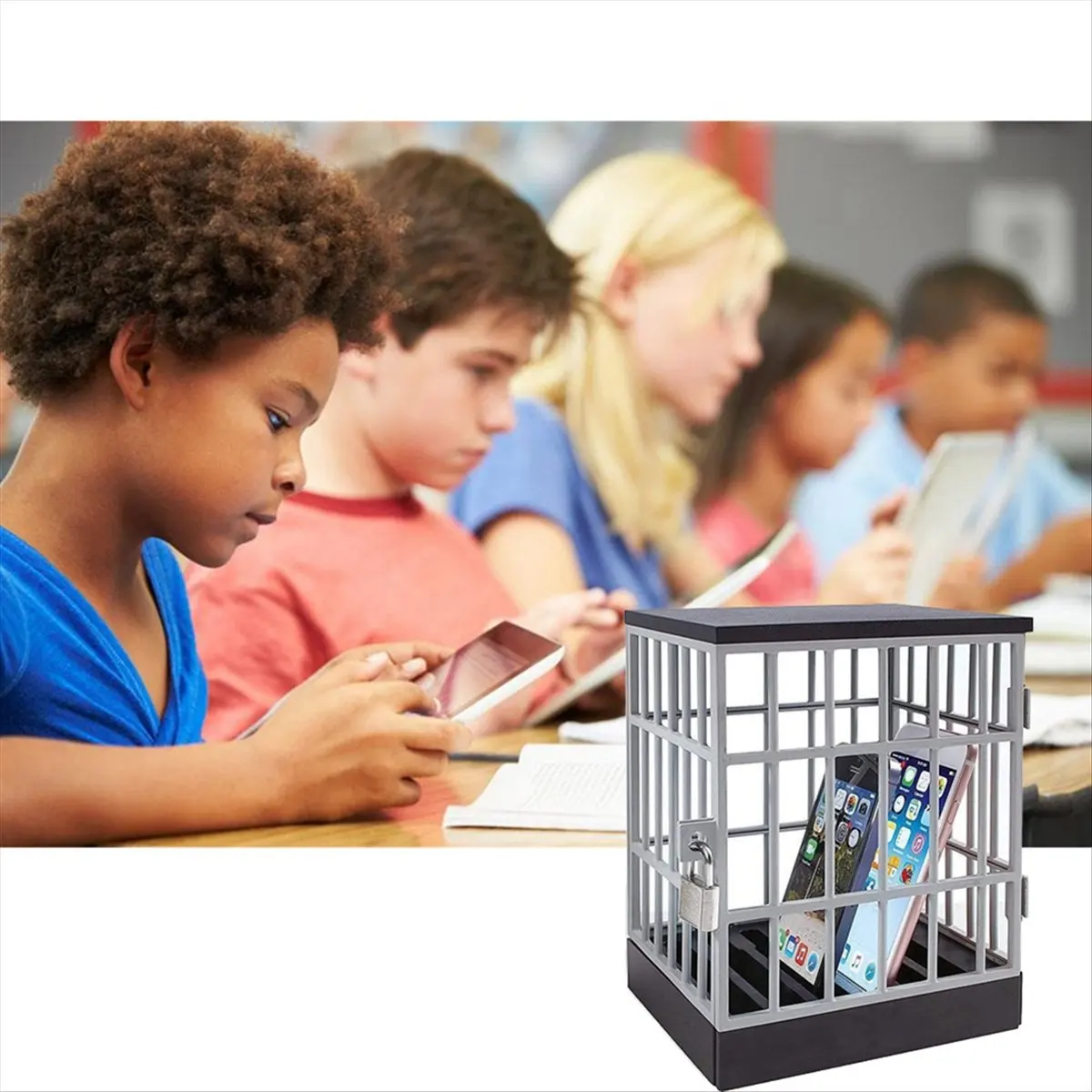 * Caja de bloqueo de metal A02R Caja de bloqueo para teléfono celular Cerradura de cárcel para teléfono celular Jaula segura para teléfono celular