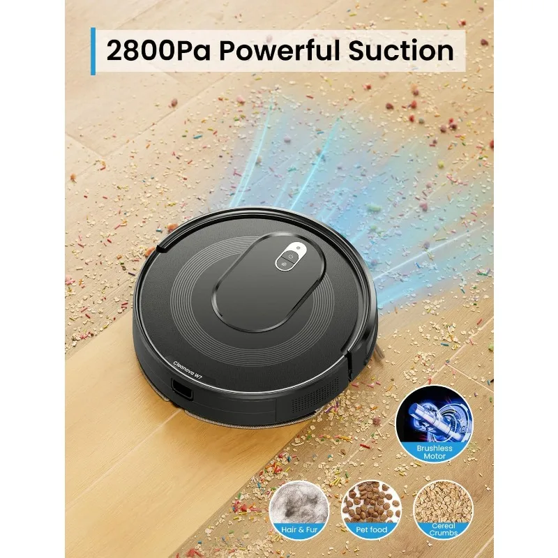 Комбинированный робот-пылесос и швабра W7, всасывающий порт для шерсти домашних животных, робот-пылесос 2 в 1 для мытья полов
