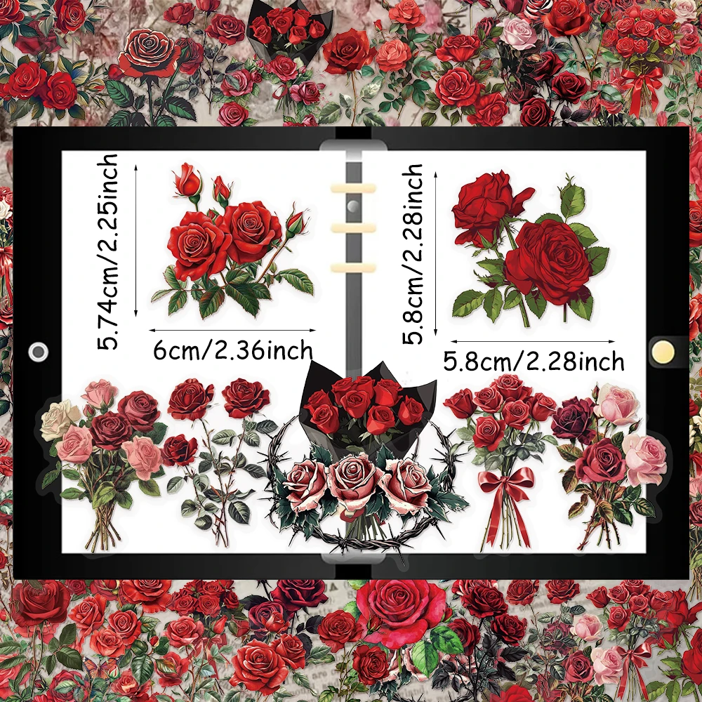 50PCS Retro Rote Rose Graffiti Aufkleber Premium Gefühl Handheld Konto DIY Telefon Fall Notebook Wasser Flasche Spielzeug Aufkleber